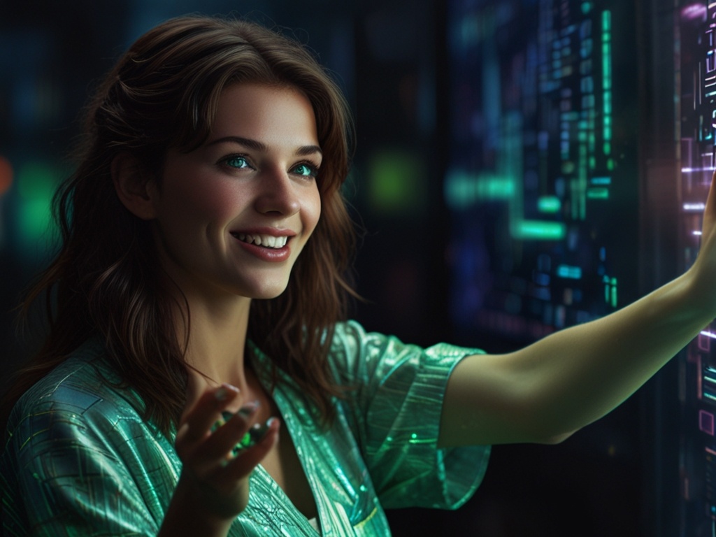 Leonardo_Lightning_XL_A_young_happy_and_smiling_woman_with_dar_0 (2)